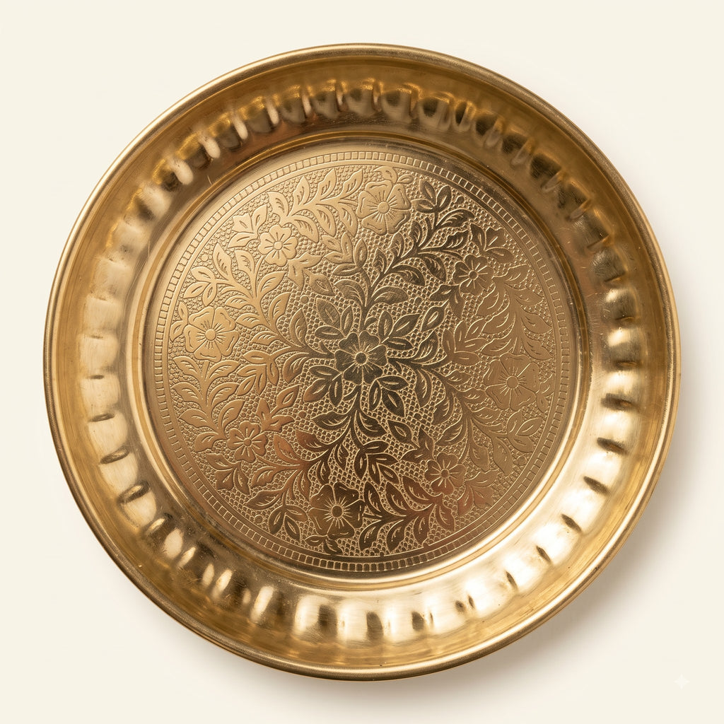 Brass Vastu Kachhua Tortoise with Decorative Pooja Thali