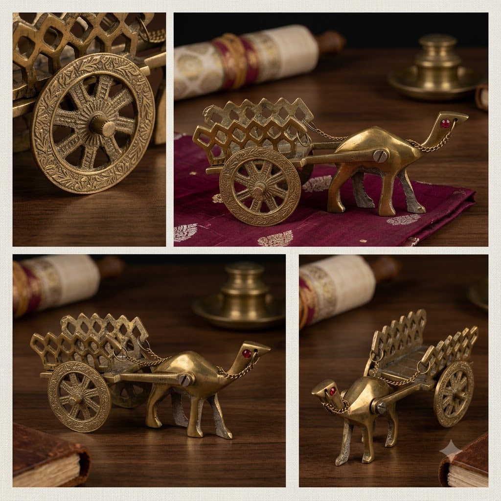 Premium Handcrafted Brass Camel Cart Showpiece
