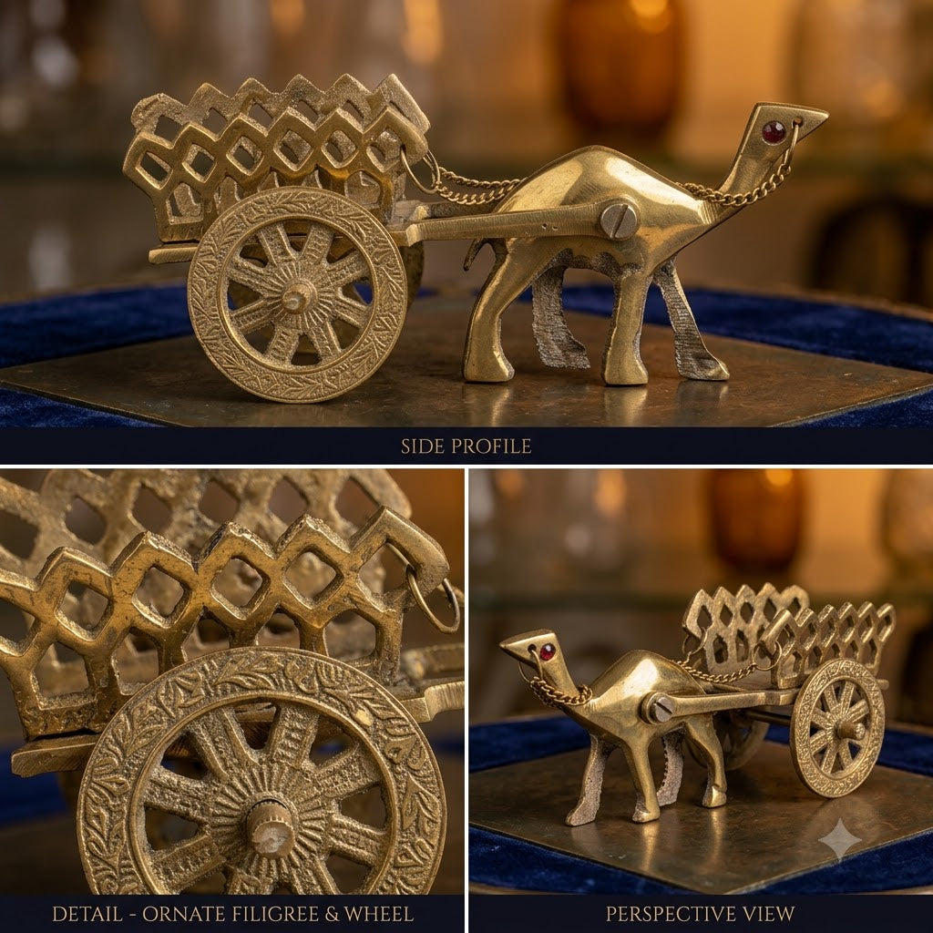 Premium Handcrafted Brass Camel Cart Showpiece