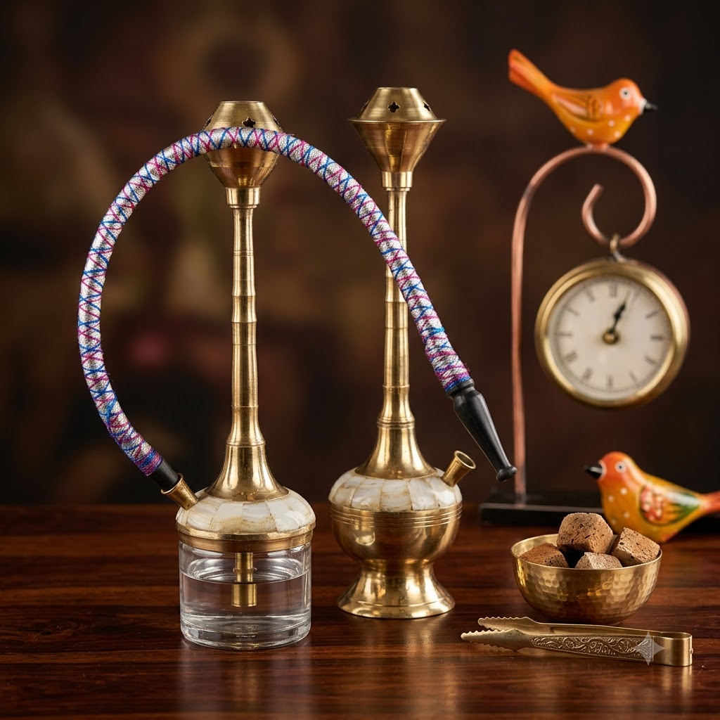 Handcrafted Brass Hookah Set with Traditional Design