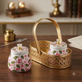 Pink Decorative Storage Jars with Cow Print Design