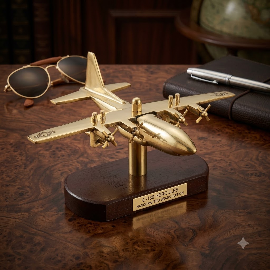 Premium Handcrafted Brass C-130 Hercules Aircraft Model