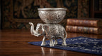 Silver Tone Elephant Diya Holder