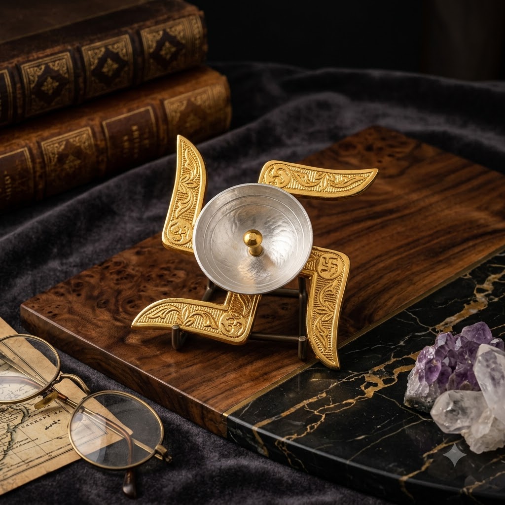 Premium Silver Plated Akhand Diya with Decorative Four-Petal Stand