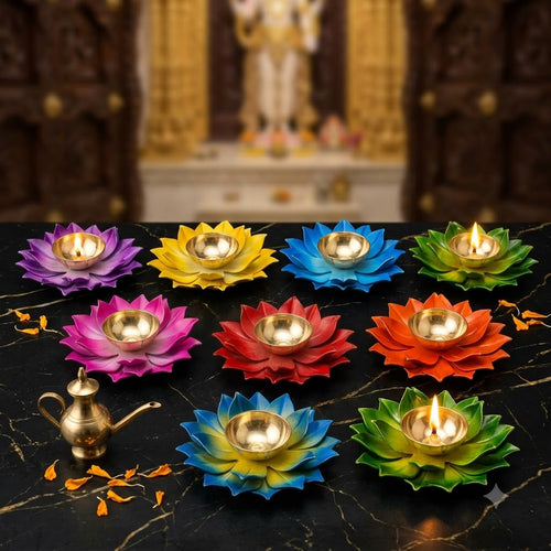 Handcrafted Lotus Diya with Brass Bowl